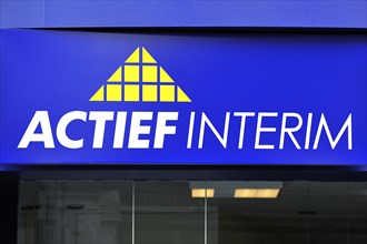 Signboard with logo for temporary employment agency Actief Interim