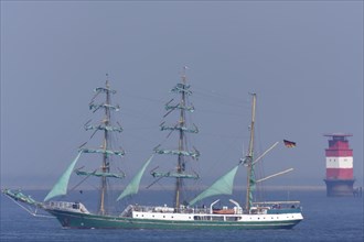 Three-masted barque Alexander von Humboldt in the Weser fairway off Minsener Oog
