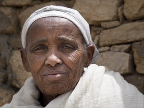 Old woman with wrinkles