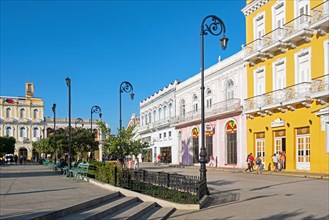 Parque Serafin Sanchez and buildings in Spanish colonial style in the city Sancti Spiritus on the island Cuba