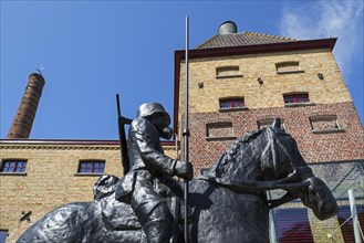Statue of German lancer in front of the Kaethe Kollwitz Museum