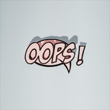 Oops message comic bubble speech cartoon expression illustration gray background