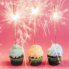 Cupcakes with sparklers