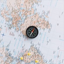 Overhead view compass world map