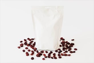 White paper package with liquid dried fruits