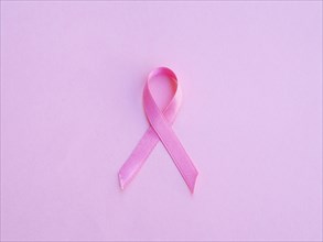 Flat lay pink ribbon background