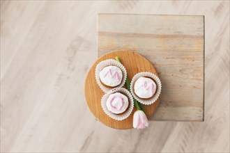 Mom inscription cupcakes with tulip