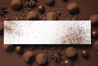 Truffles cocoa powder with rectangle mock up