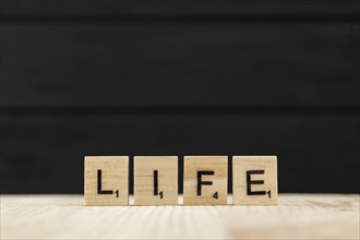 Word life spelt with wooden letters