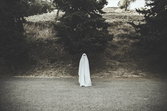 Ghost standing dark countryside road