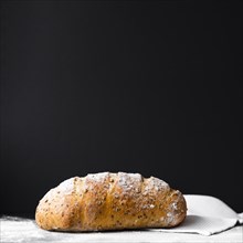 Delicious fresh cooked bread with copy space