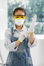 Woman with safety protection equipment