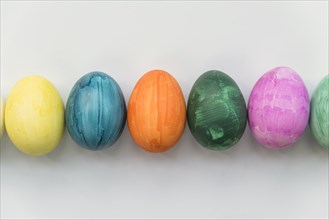 Row colored eggs