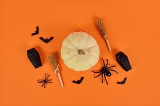 Halloween arrangement with white pumpkin