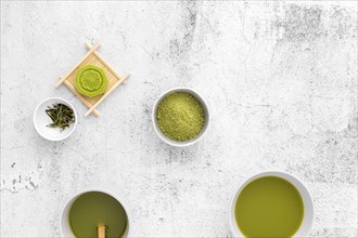 Delicious matcha tea concept table