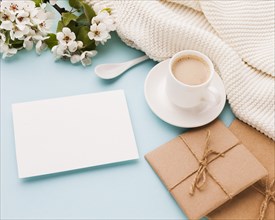 Cup coffee with gift