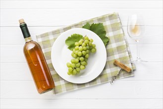 Top view white grapes wine