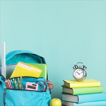 Packed school bag alarm clock early wake up