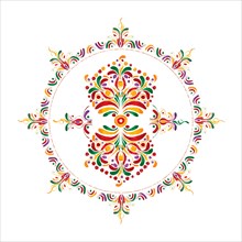 Watercolor Hungarian embroidery symbol over white background