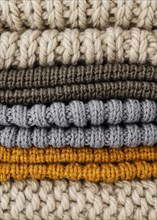 Arrangement with knitted clothes close up