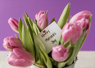 Tulips arrangement with card