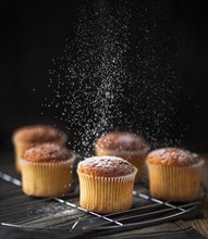 Powdered sugar poured muffin