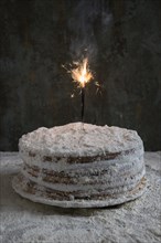 Birthday cake decorated with sparkler