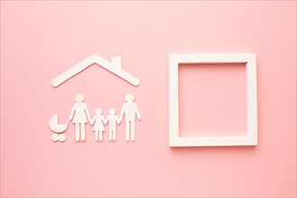 Top view paper cut family with frame