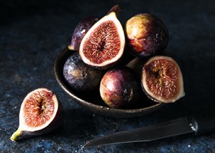 Bunch autumn figs plate