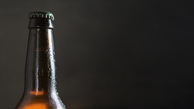 Front view beer glass bottle with copy space