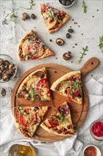 Delicious traditional pizza arrangement