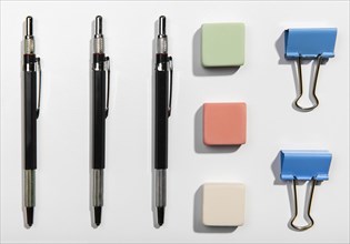 Flat lay office accessories knolling concept