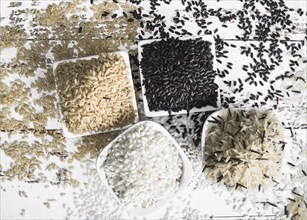 Lay out brown black white wild rice