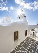 White Greek Orthodox Church with Star of the Sun