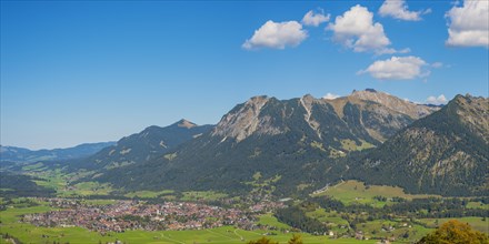 Mountain panorama from southwest on Oberstdorf