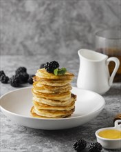 Delicious pancakes with blackberry