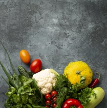 Top view vegetables stucco background