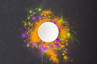 Plate with colourful powder table