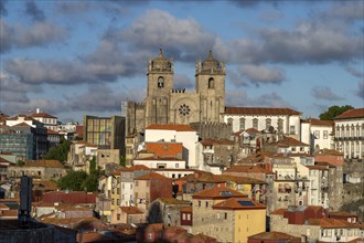 View from the Miradouro da Vitoria of the old town with the Se Cathedral in Porto