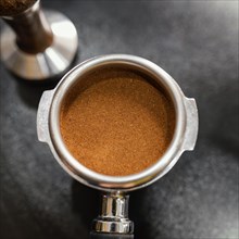 Close up professional coffee machine cup