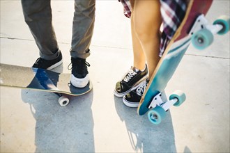 Modern skaters legs with skateboards