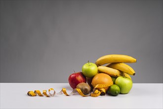 Healthy fruit assortment with copy space