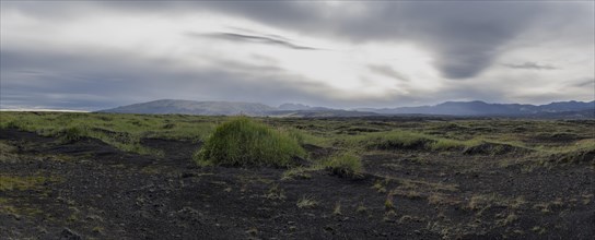 Landscape around snow-covered volcano Hekla