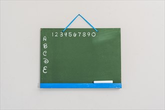 Chalkboard with letters numbers