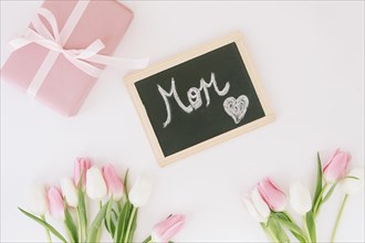 Mom inscription with tulips gift