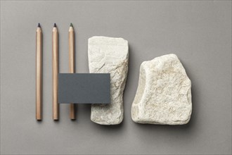 Composition with stationery elements gray