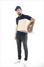 Portrait delivery man with parcel