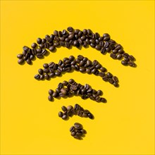 Top view coffee grains form