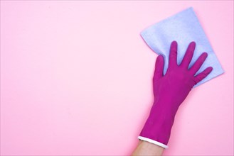Housekeeping concept with glove rag