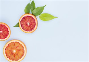 Top view organic grapefruits with copy space